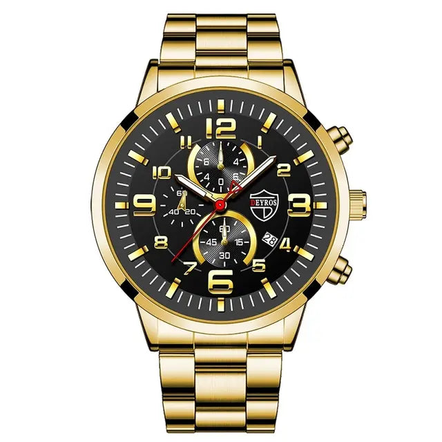 Fashion Mens Sports Watches for Men Luxury Stainless Steel Quartz Wrist Watch Calendar Luminous Clock Man Business Casual Watch