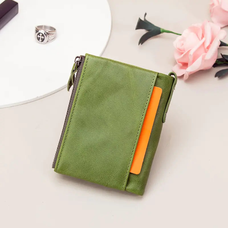 Genuine Leather Wallets for Women Short Bifold Fashion Women